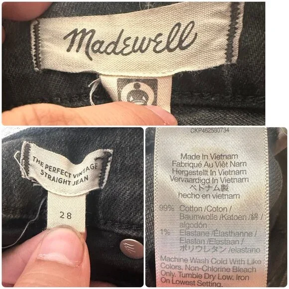 Madewell Perfect Vintage Straight Jeans Womens 28 Black High Rise Classic Casual - Picture 5 of 15